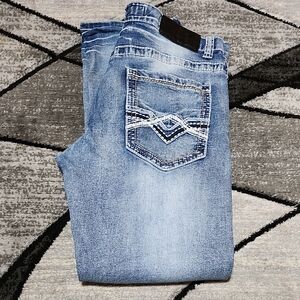 TRUE LUCK EMBROIDERED STRAIGHT LEG DENIM JEAN